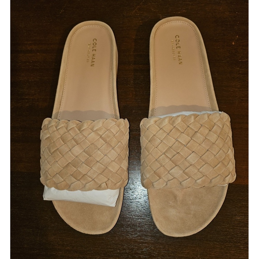Cole Haan Mojave Slide Sandals Women 10 Blush Tan Suede Woven W09051